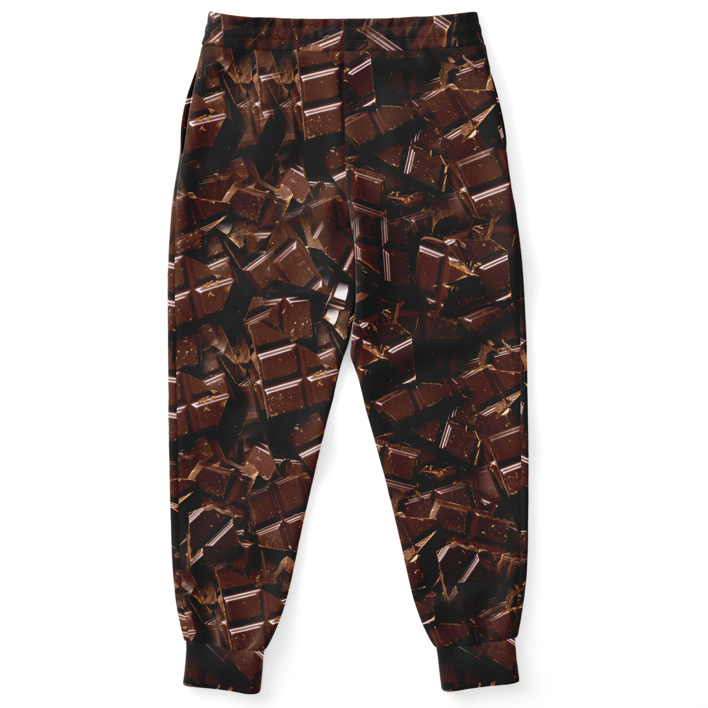 Chocolate Rush Joggers – Back view showcasing the detailed cocoa-inspired design and ankle cuffs