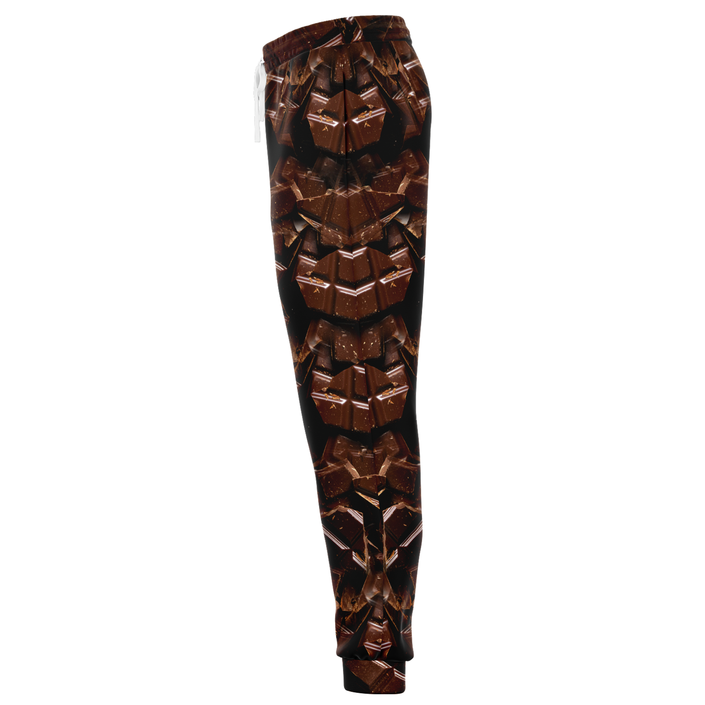 hocolate Rush Joggers – Side profile with clean leg line and rich cocoa print details
