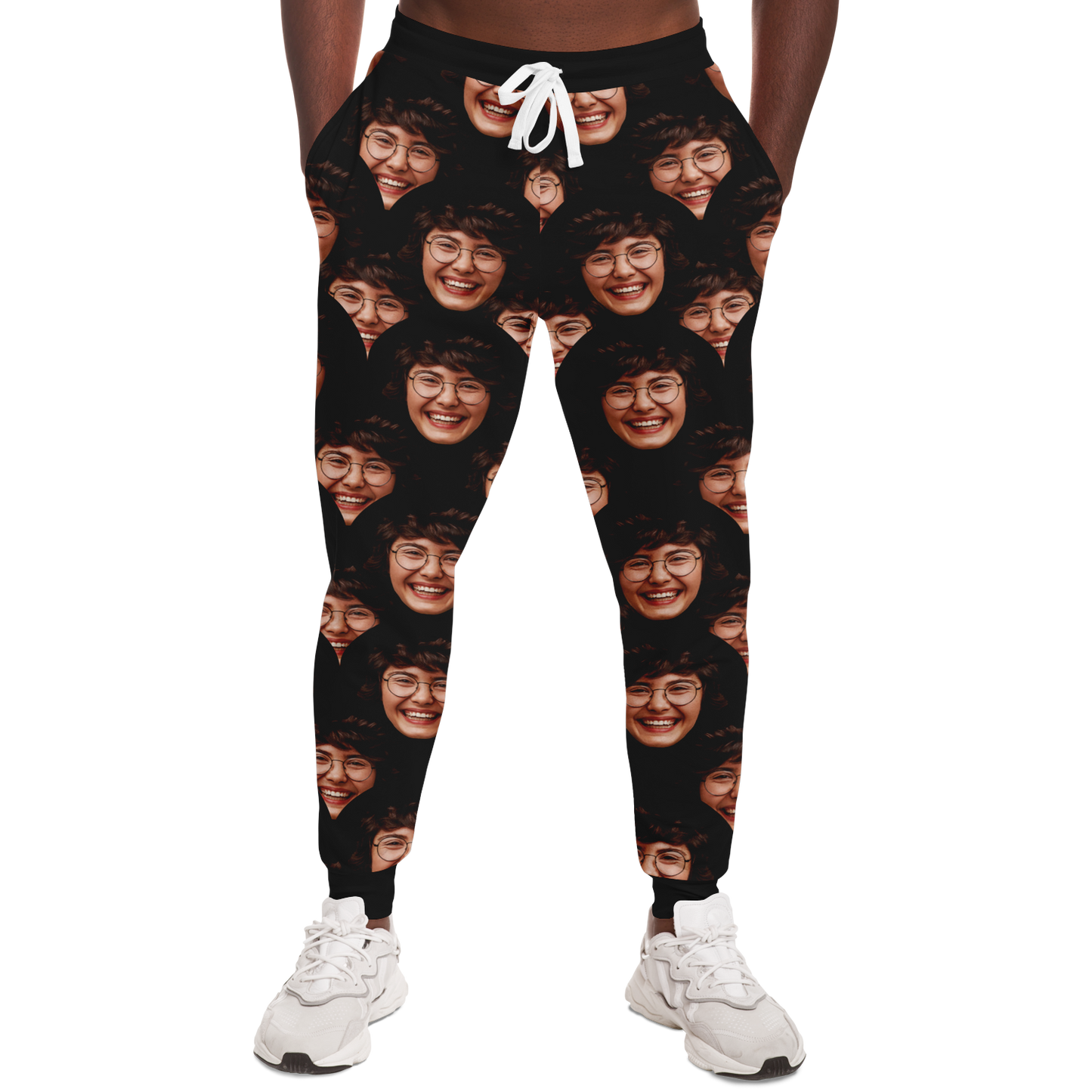 Men’s Custom Joggers – Front fit featuring your own design, artwork, or face for a fun, personal touch