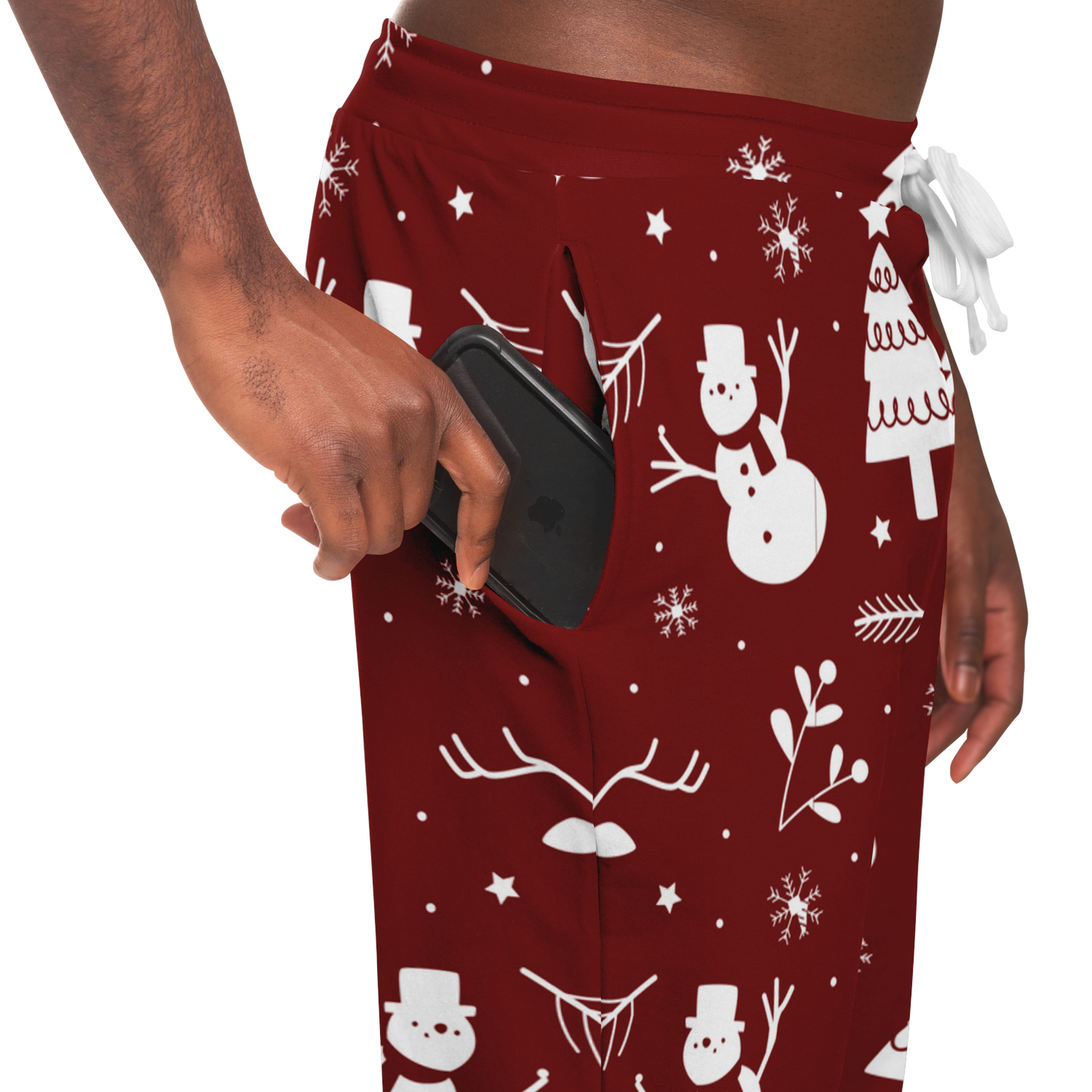 Christmas Frost Joggers – close-up side view showing fabric and pocket detail