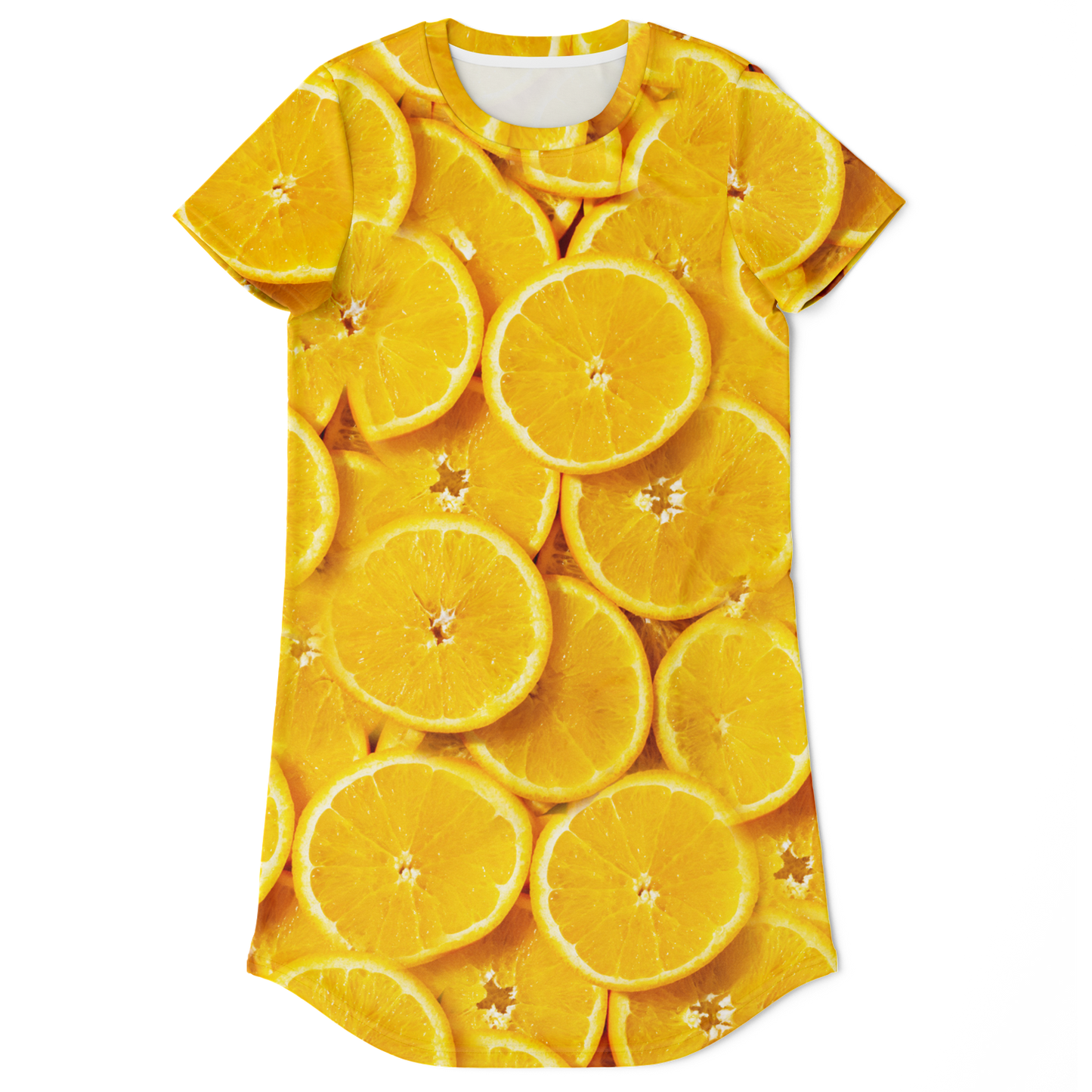 orange tshirt dress,
fruit print dress,
summer t-shirt dress,
tropical print dress
