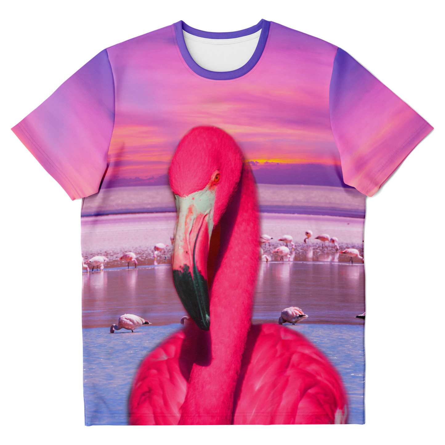 flamingo print t-shirt,
pink tshirt,
bird print