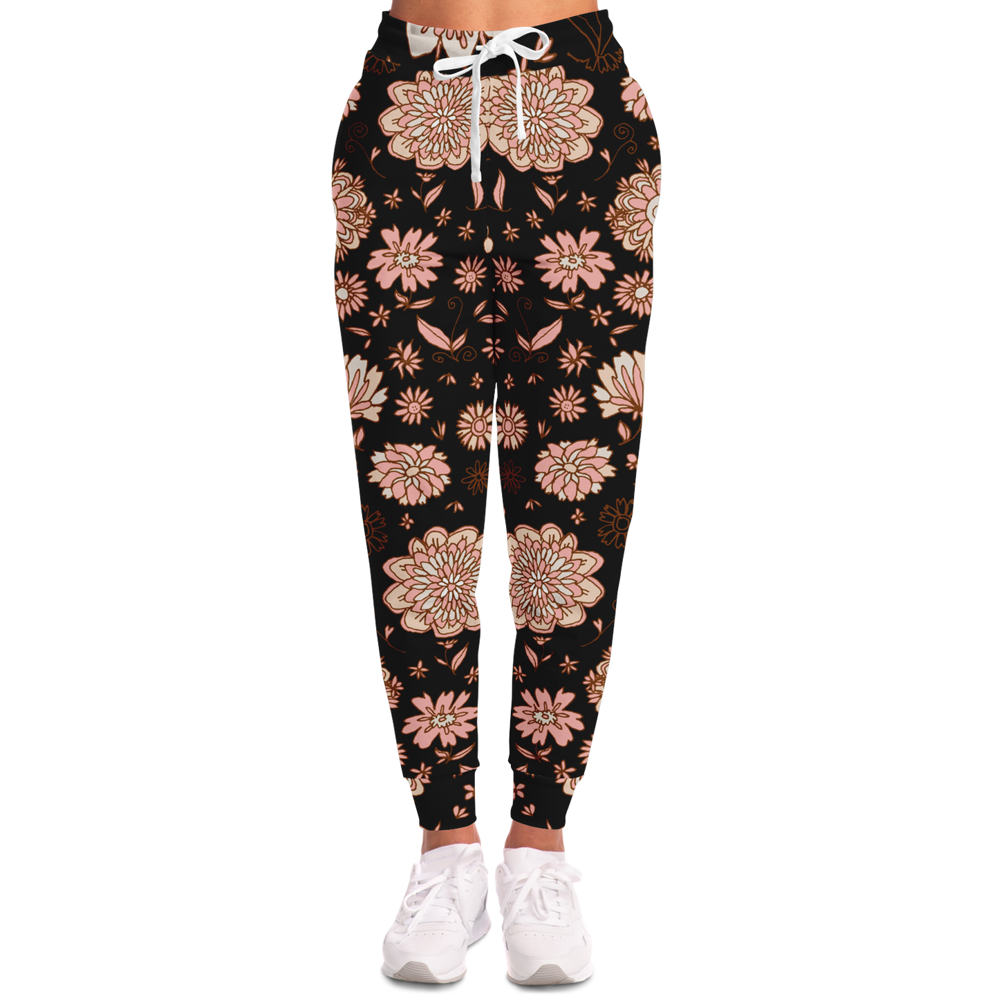 Floral Print Joggers for Women – Front view with a soft feminine floral style