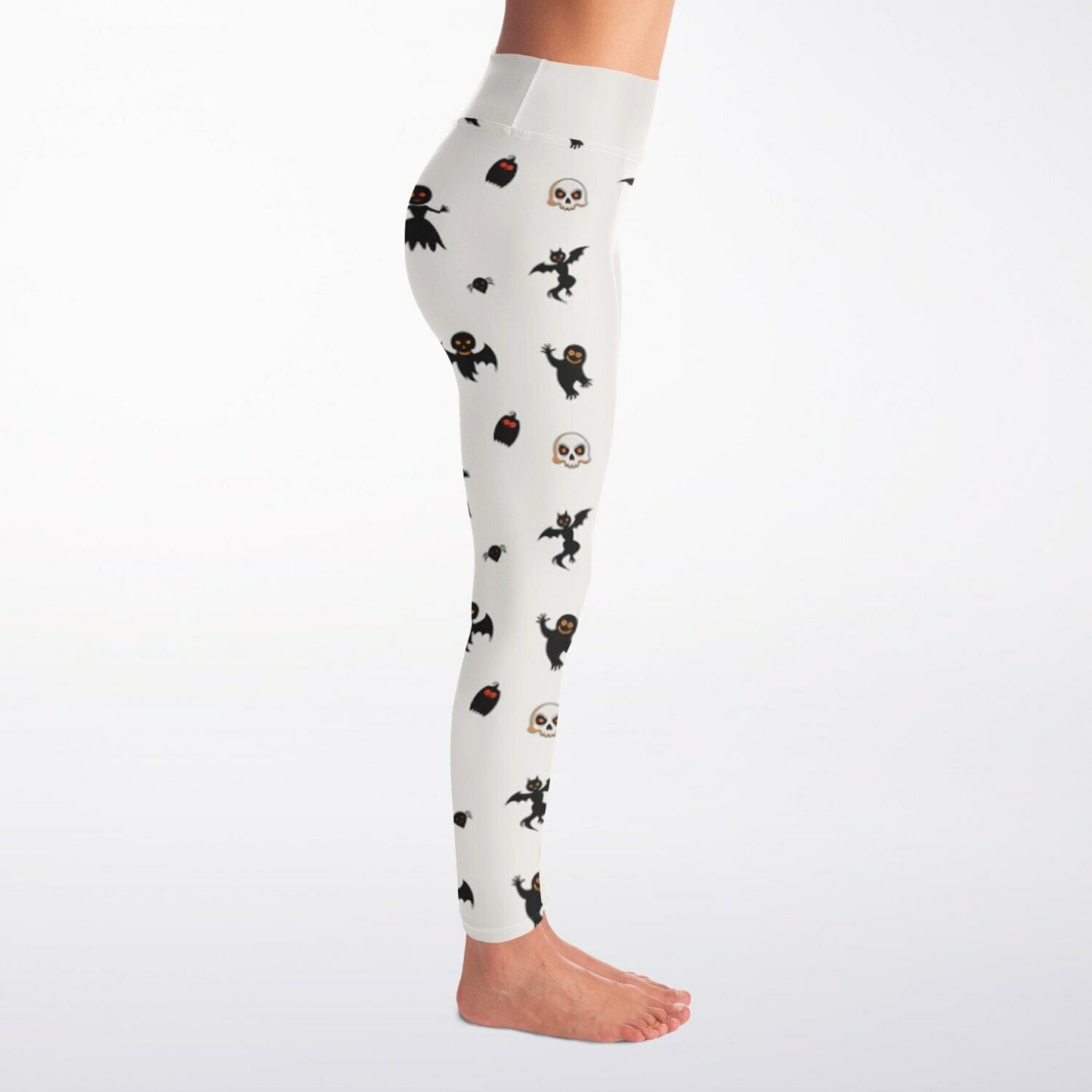 Leggings with black spooky animal pattern on a white background