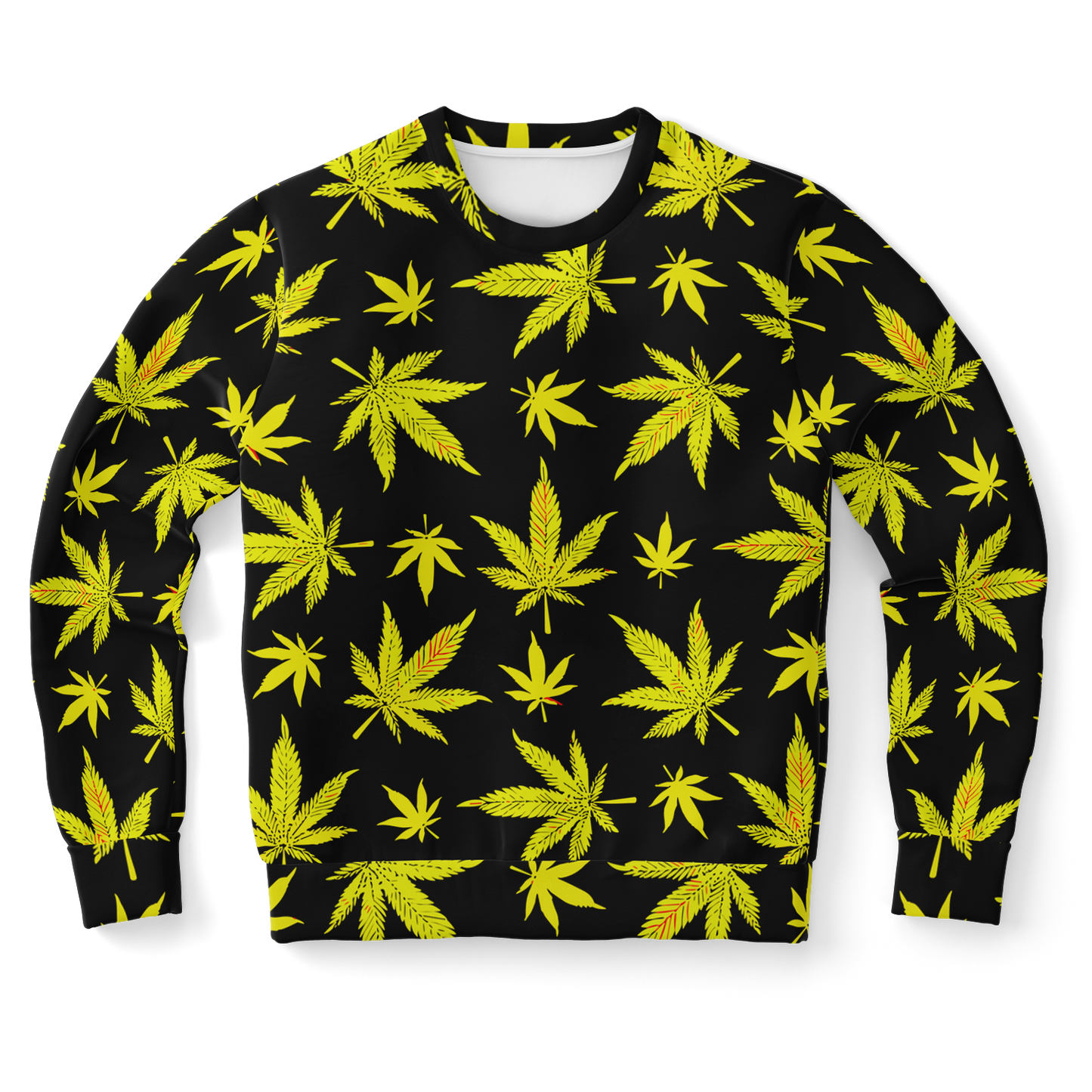 leaf print sweatshirt,
black and yellow sweatshirt,
all-over print sweatshirt,
leaf print