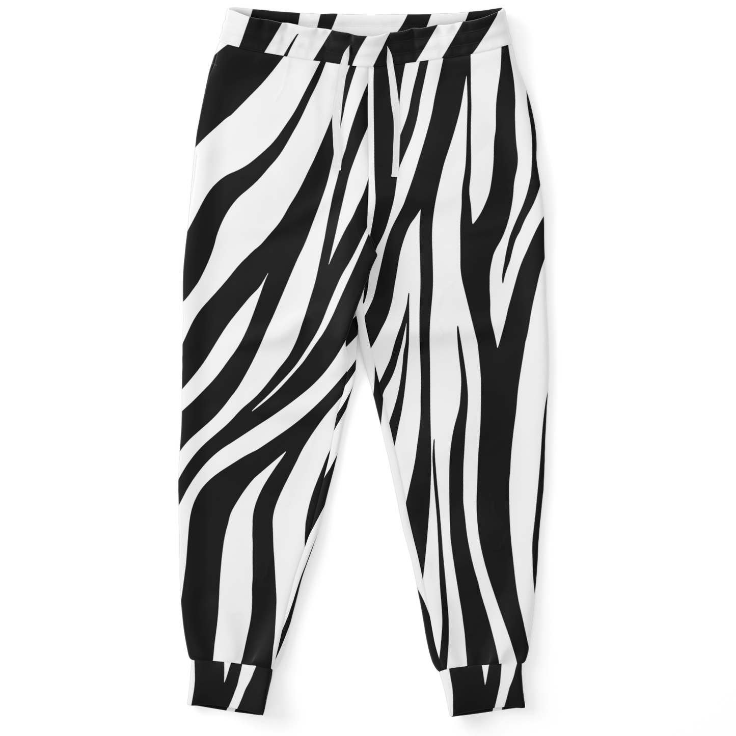 black and white joggers,
unisex joggers,
relaxed fit,
animal print jogger,
tapered end