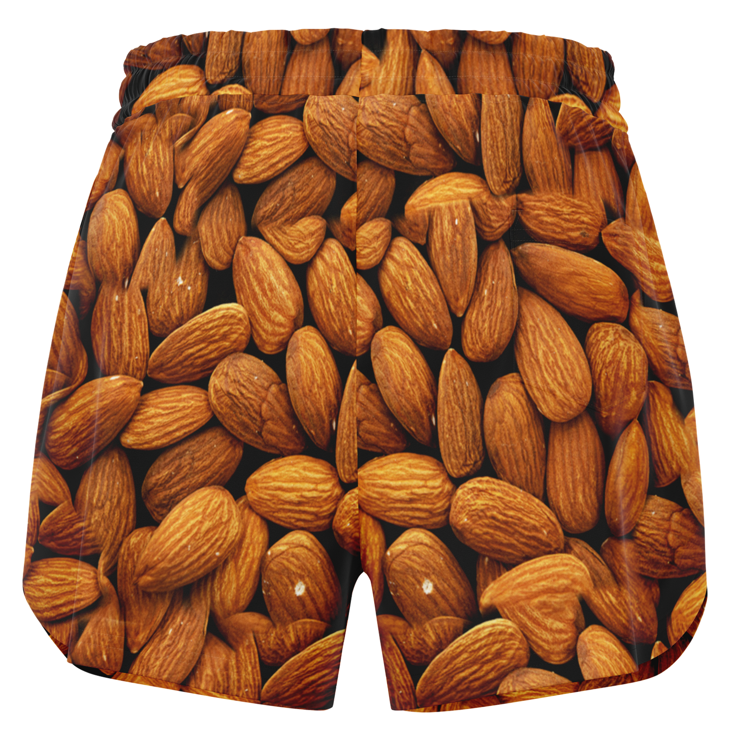 Almond Flex Shorts back flat view with almond pattern design