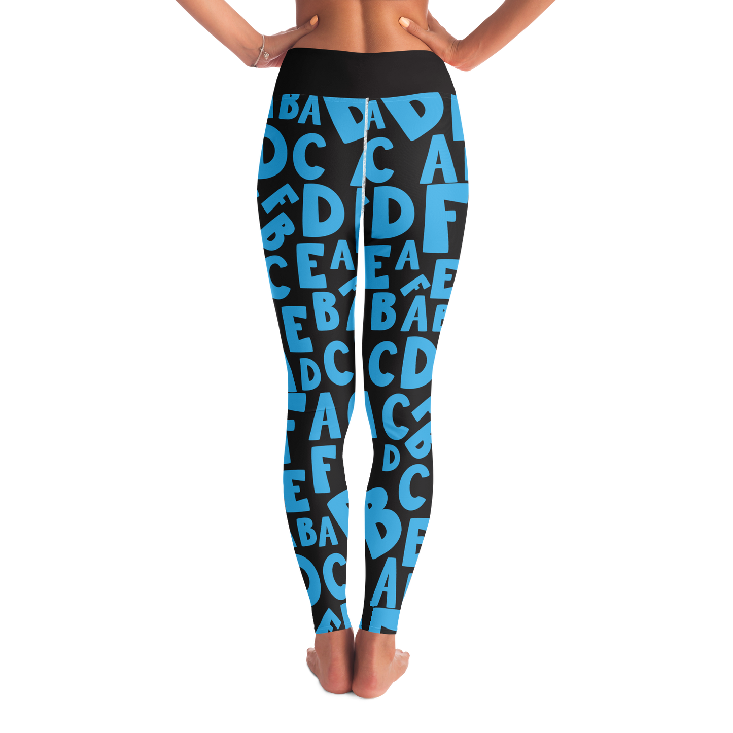 Alphabet Play Leggings – Back view showing high-waisted design and fun letter print