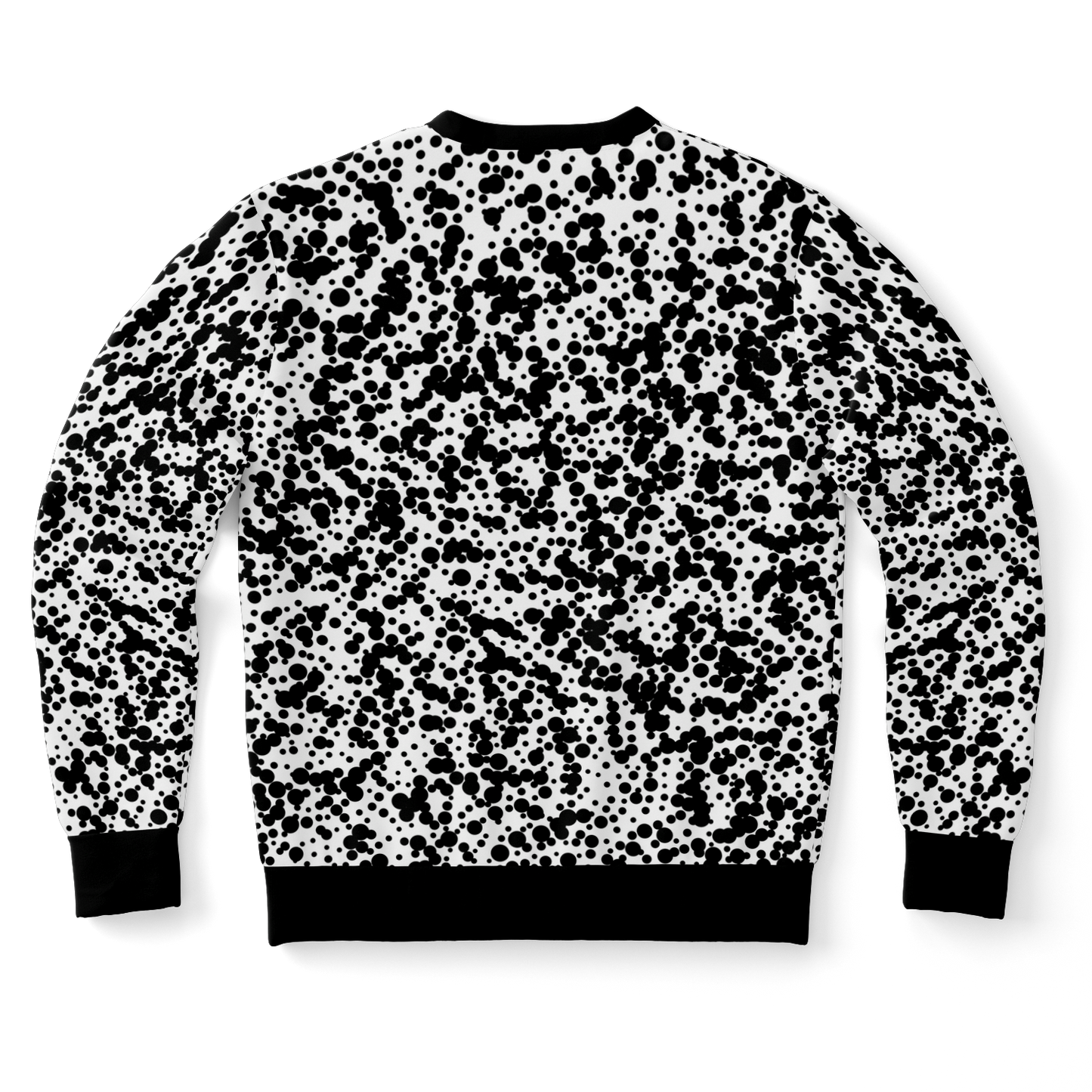 Back of sweatshirt with high-definition black dot print from the Black Spots co-ord set