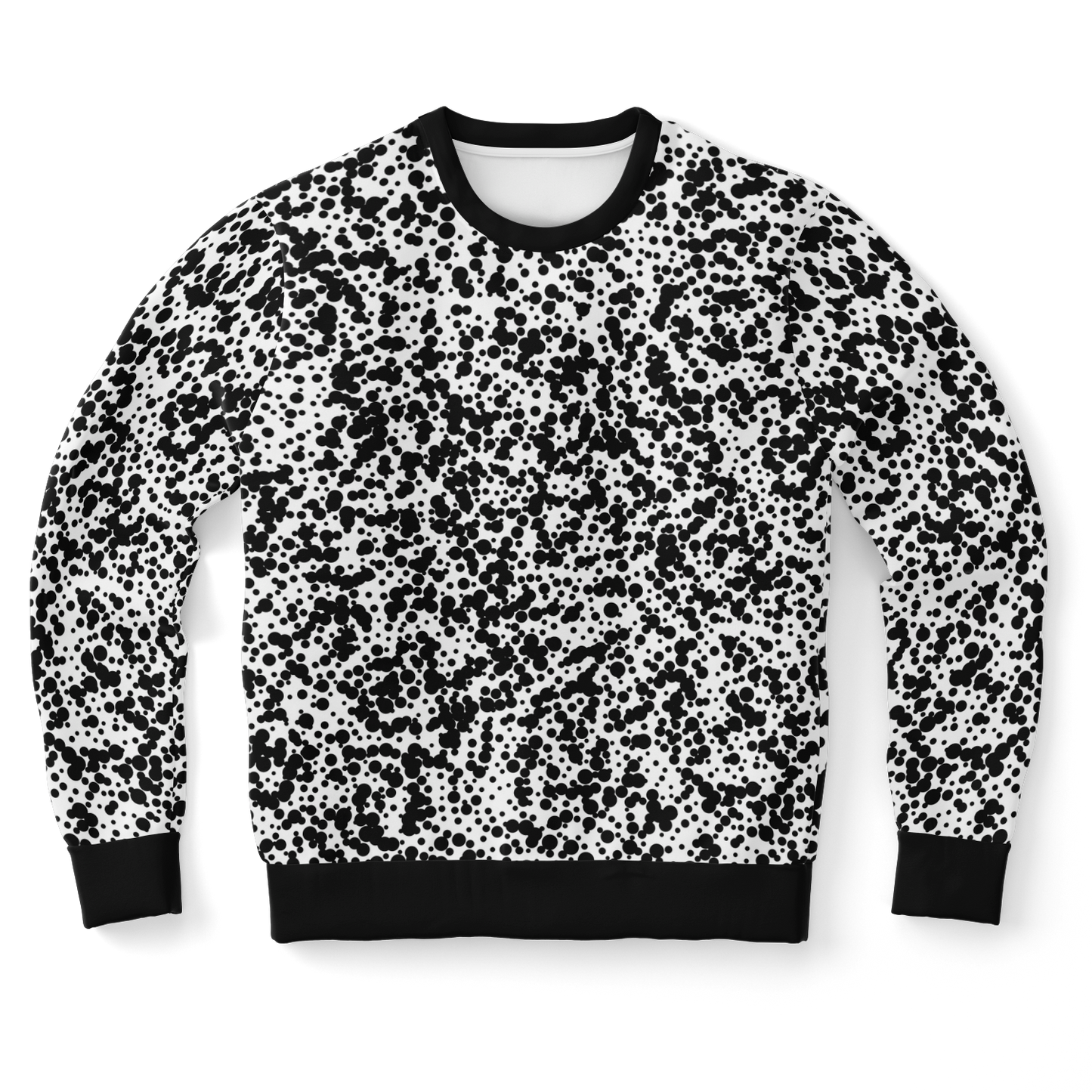Front of sweatshirt from Black Spots co-ord set with monochrome design