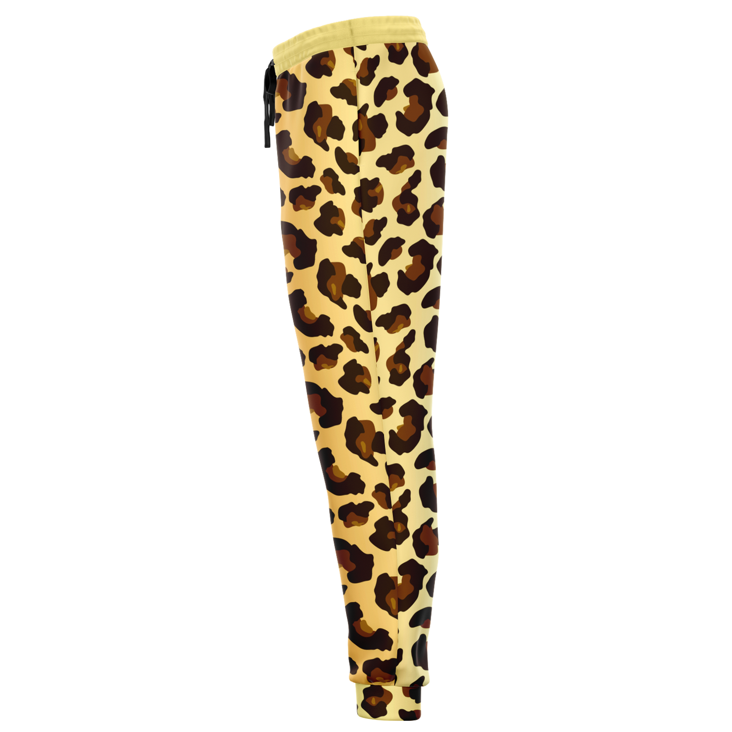 Cheetah Print Joggers – Left profile view showing tapered ankle and seamless design