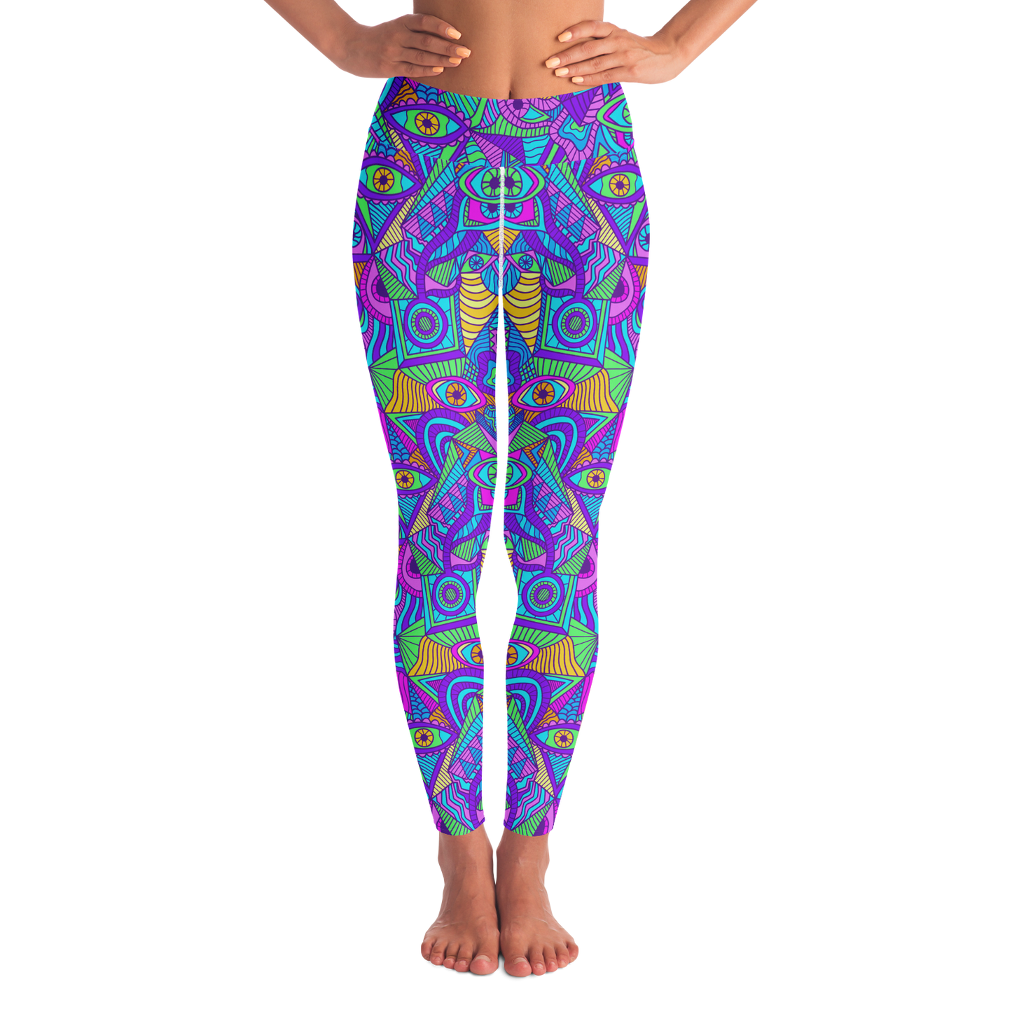 Color Rush Leggings – Front view showcasing vibrant psychedelic swirl design