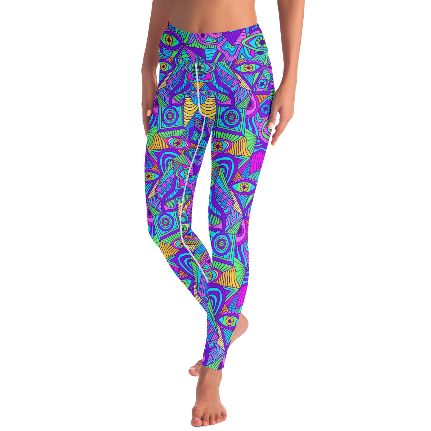 Color Rush Leggings – Angled model pose with artistic burst of color