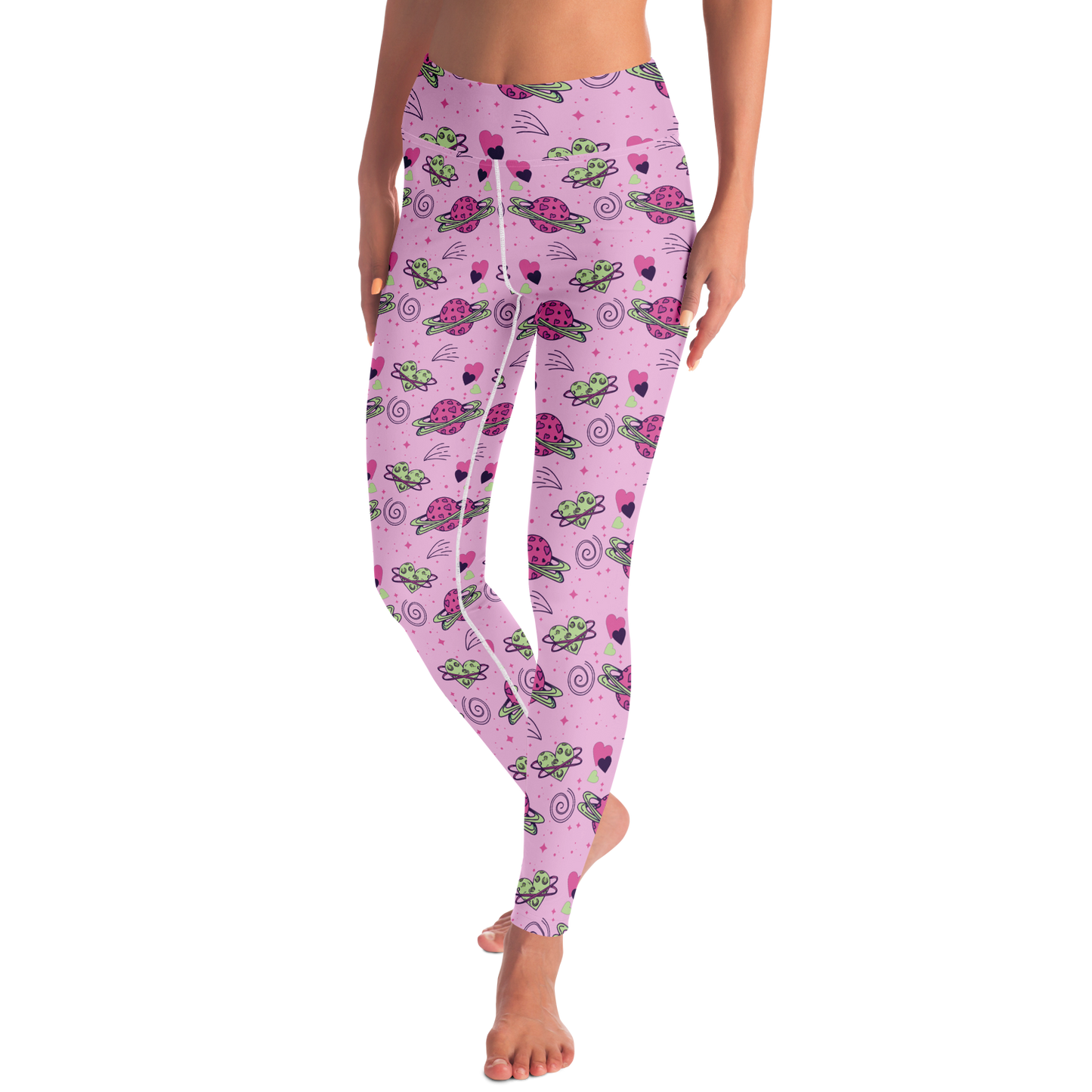 Cosmic Crush Leggings – Side pose revealing galaxy-inspired details with vibrant colors