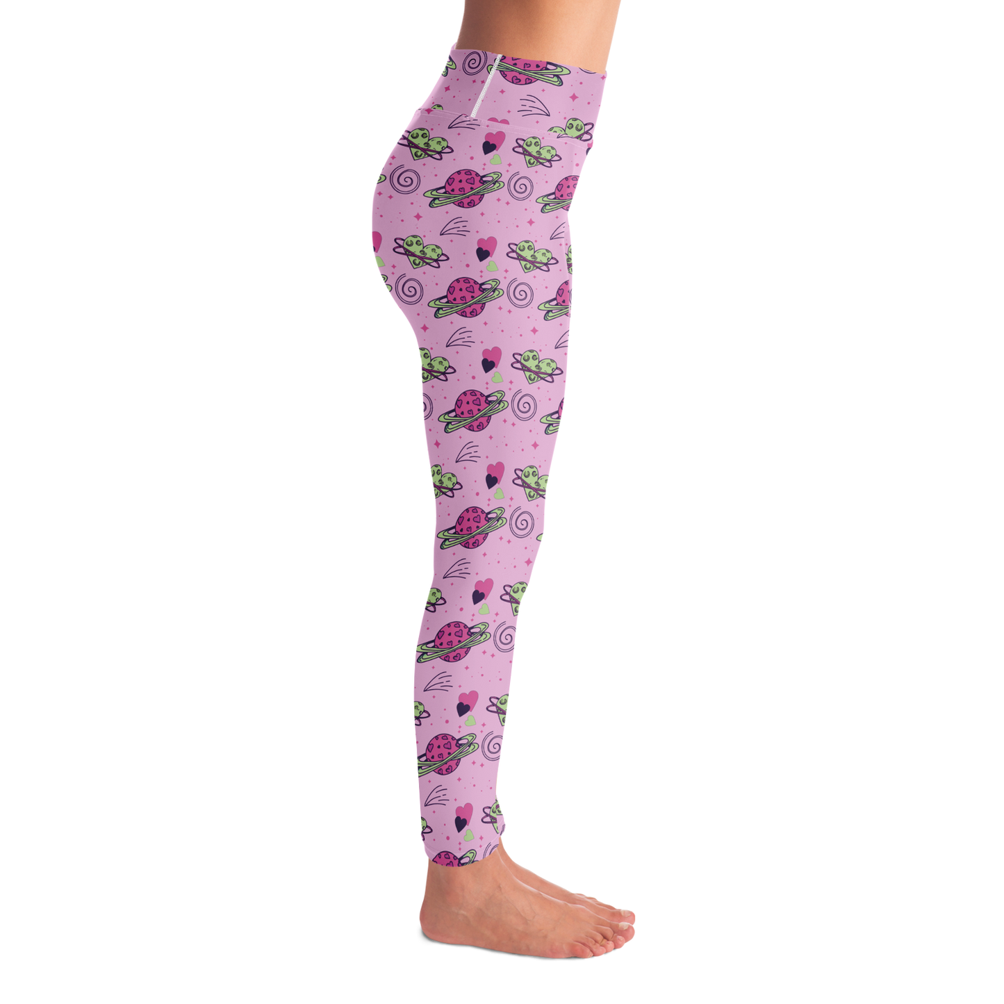 Cosmic Crush Leggings – Right profile view with a fun and youthful outer space vib