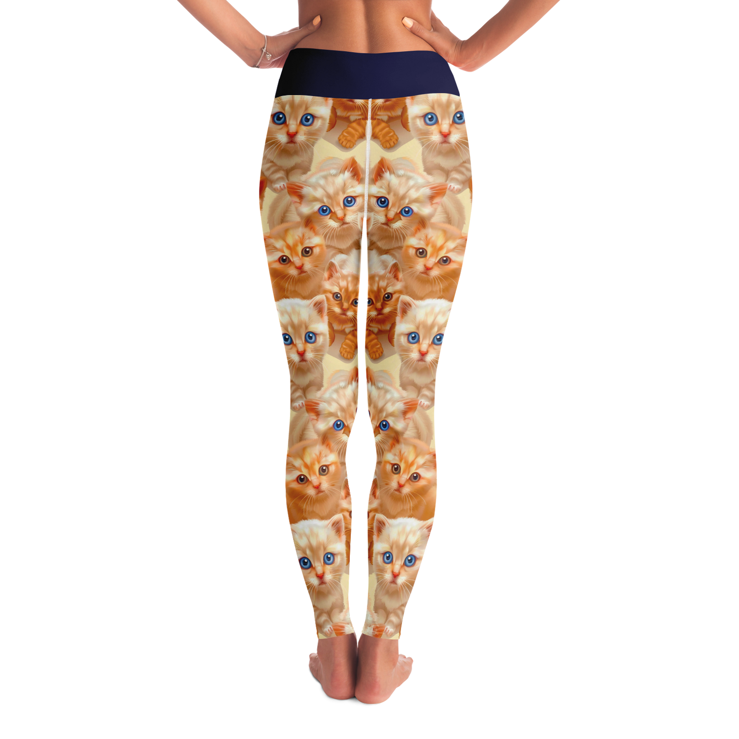 Cuddle Cat Leggings – Back view showing cozy pattern and flattering high-rise fit