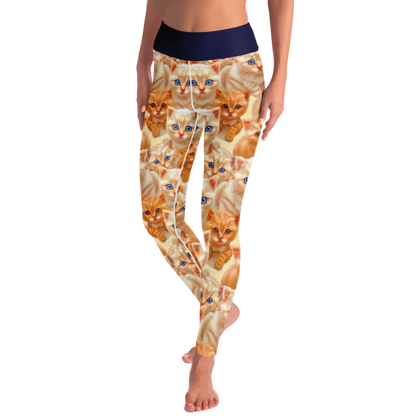 Cuddle Cat Leggings – Front angled walking pose highlighting motion-friendly comfort