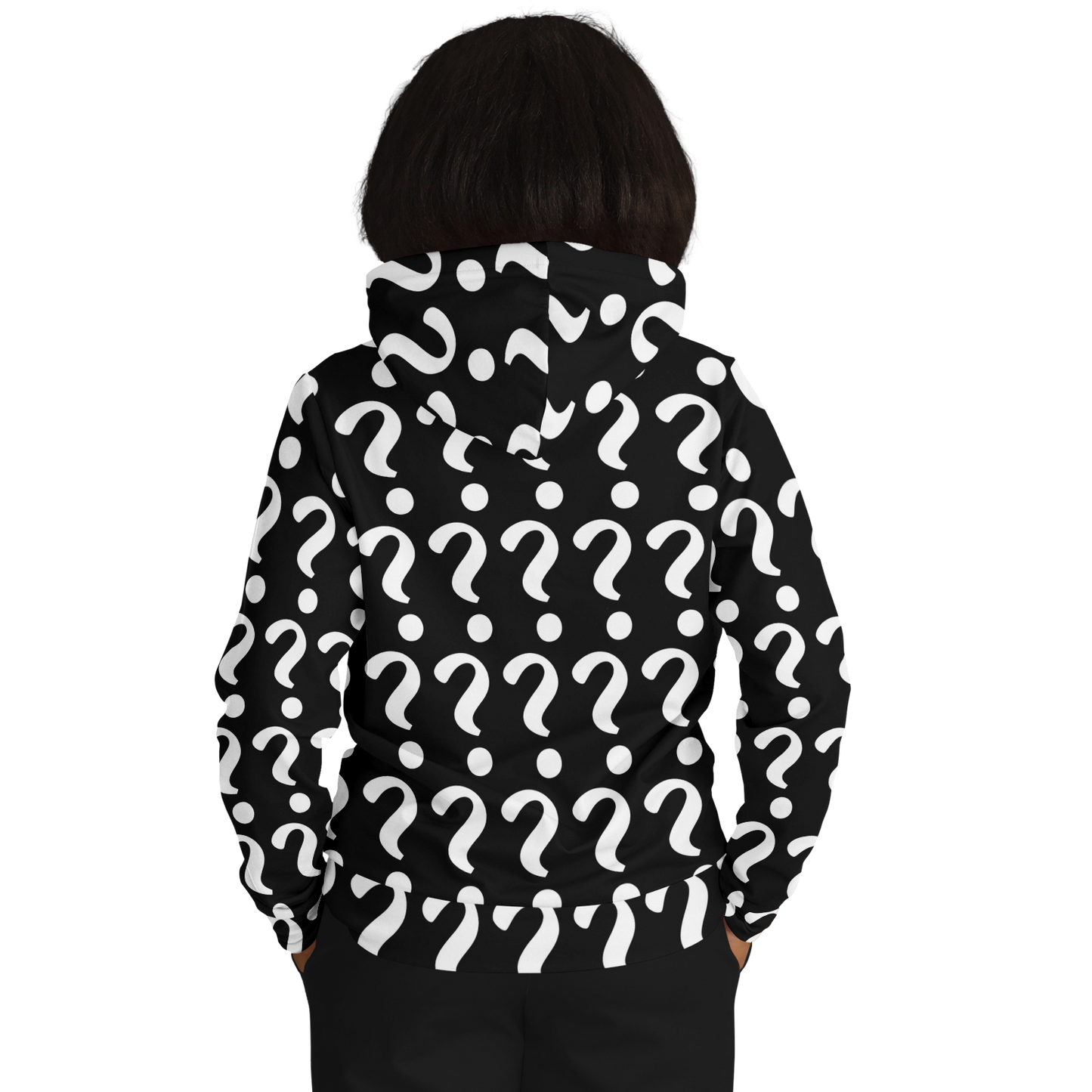 Female model showing back of Custom Print Hoodie with customizable design placement