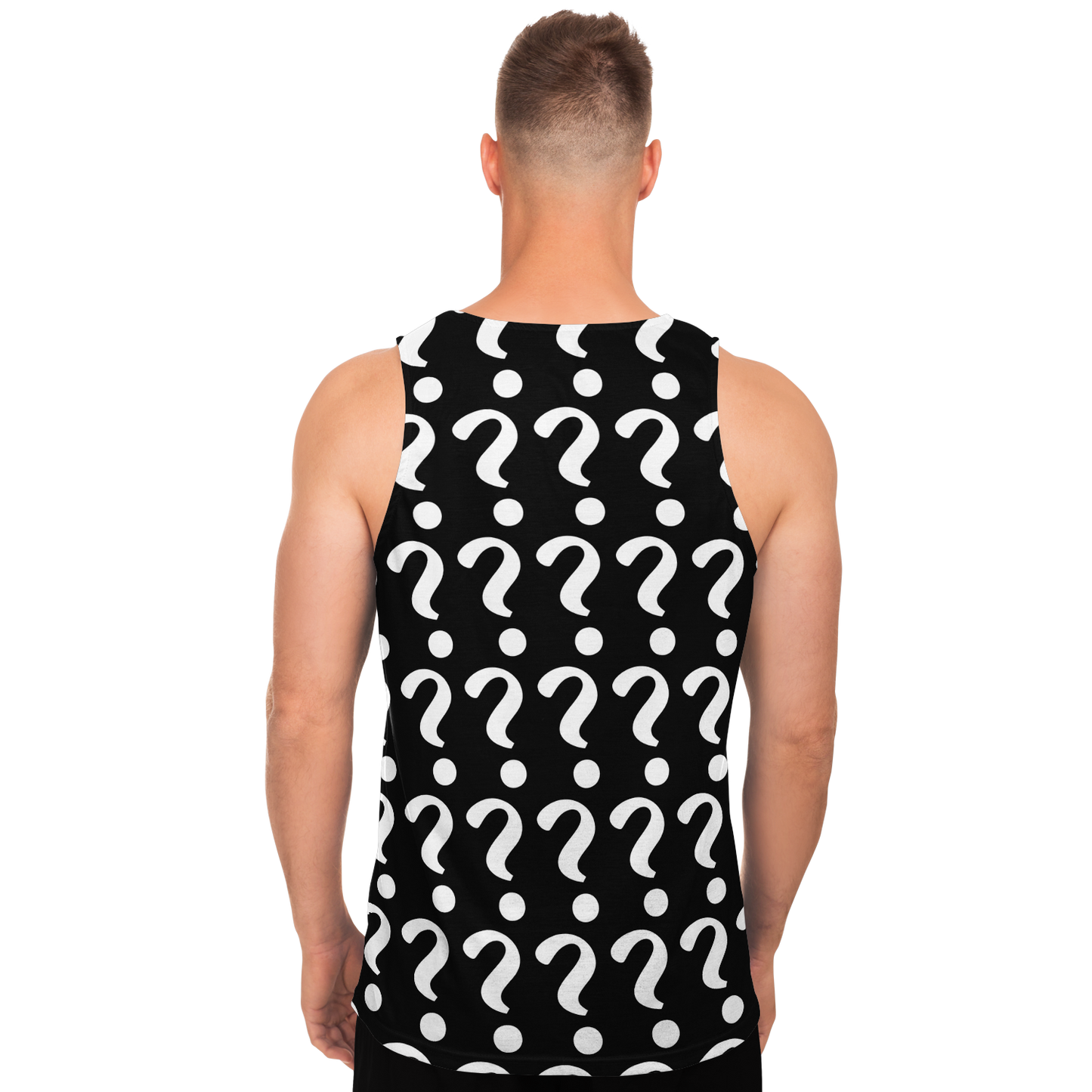 Back view of man wearing Custom Print Tank Top designed for personalized artwork or images