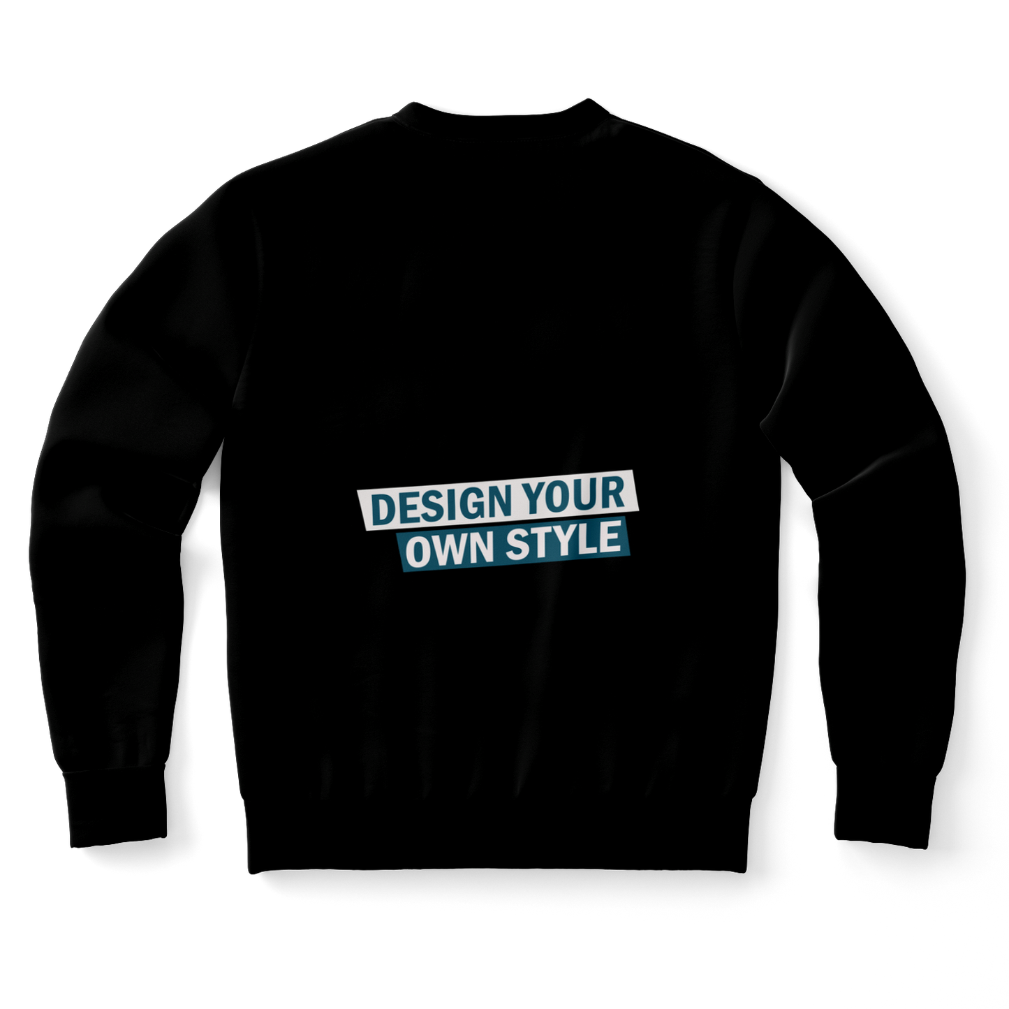 Customizable black sweatshirt, back flat lay view