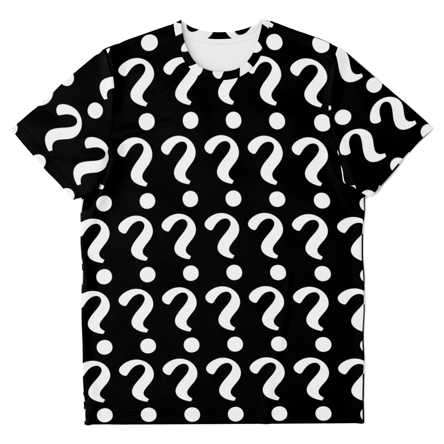 Flatlay front view of Custom Vision Unisex T-Shirt with placeholder question mark design for custom artwork