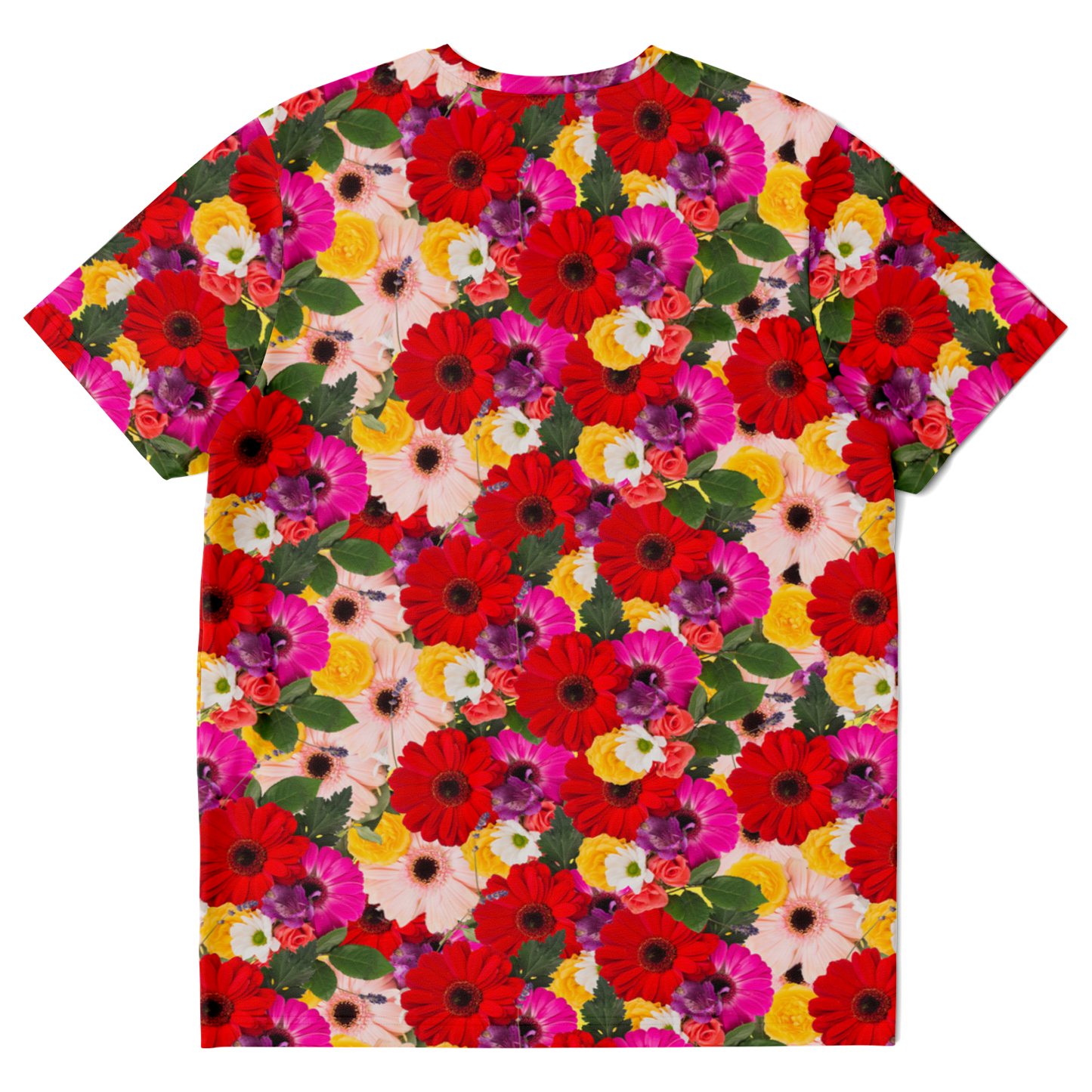 Back of floral co-ord T-shirt showing full flower print pattern