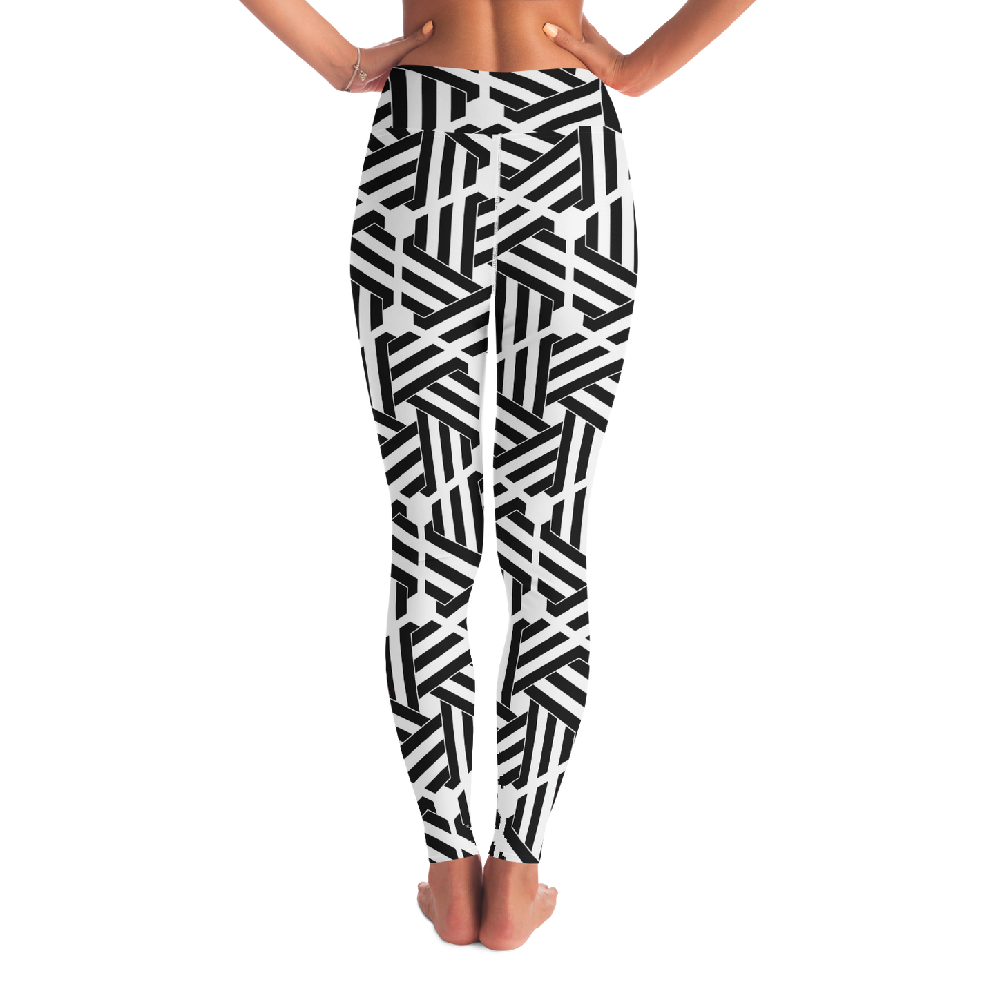 Geometric Print Leggings – Back view displaying seamless abstract pattern alignment