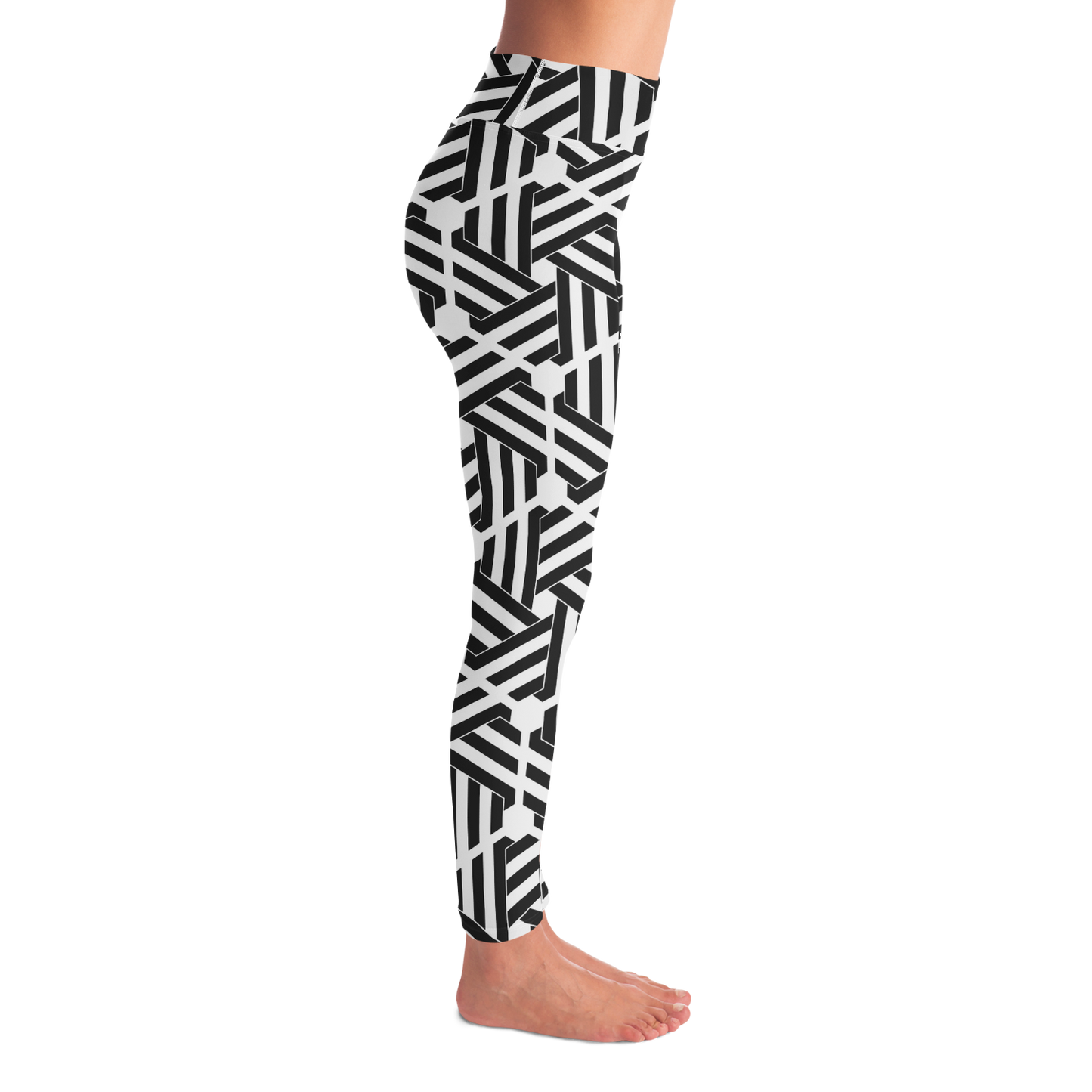 Geometric Print Leggings – Right side view showing sharp contrast and structured graphics