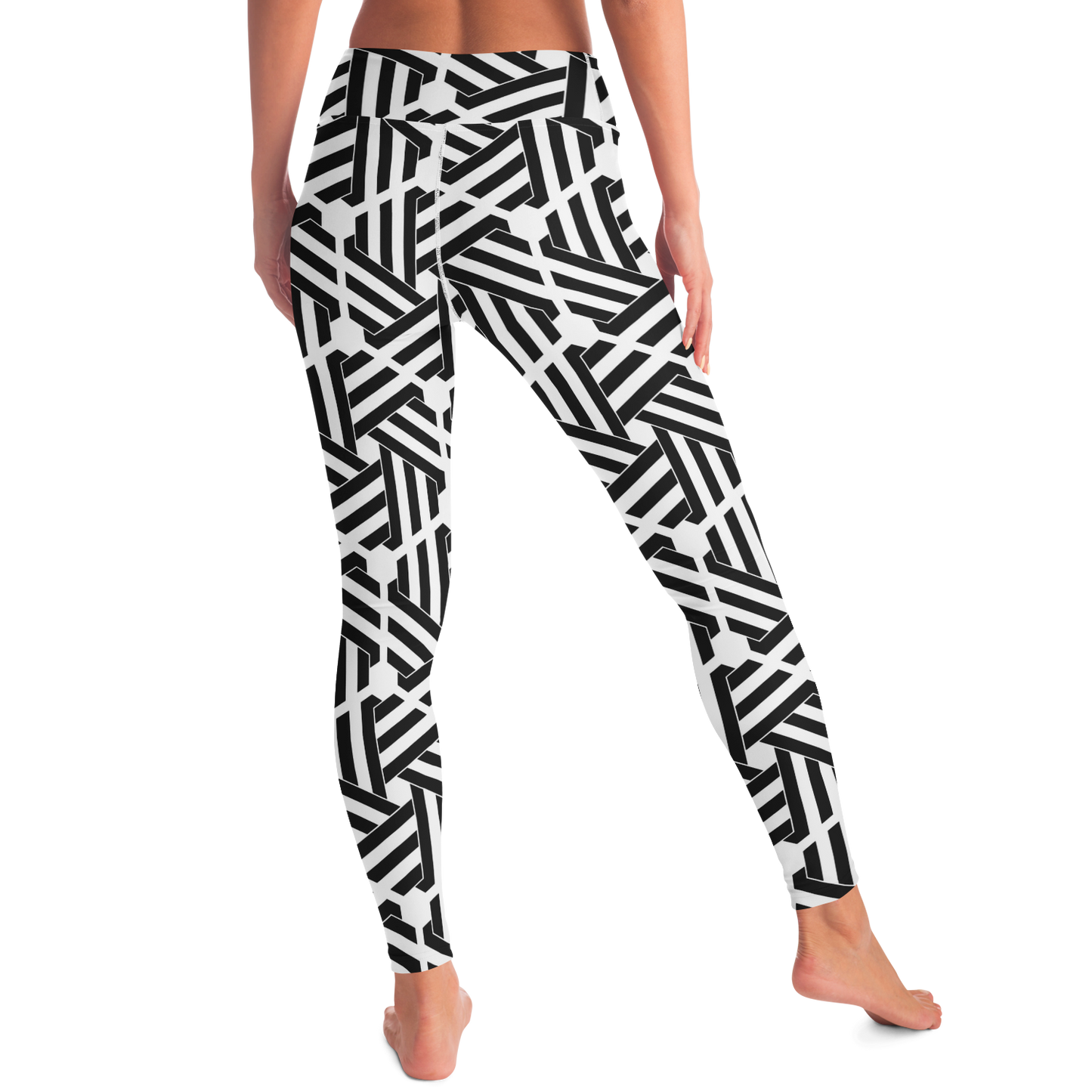Geometric Print Leggings – Angled stance emphasizing the dynamic, graphic style