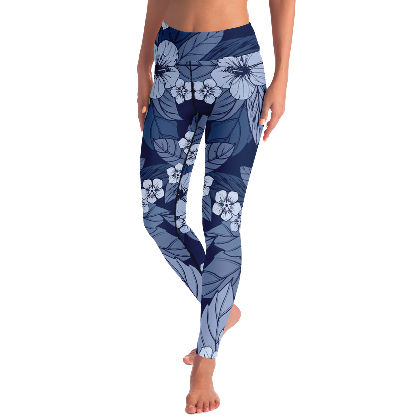 Midnight Bloom Leggings – Natural pose showing full-body floral elegance in motion