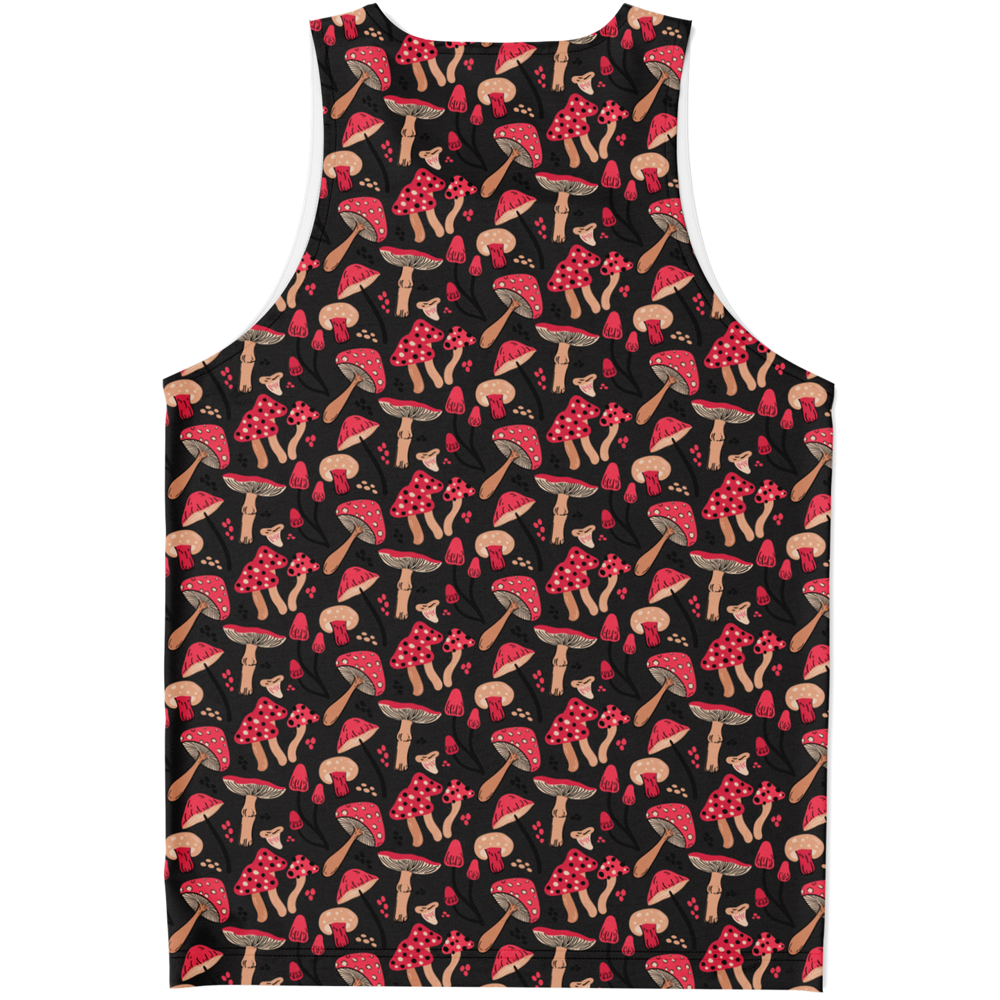 Flatlay back view of Nature Groove Tank Top with all-over red floral design