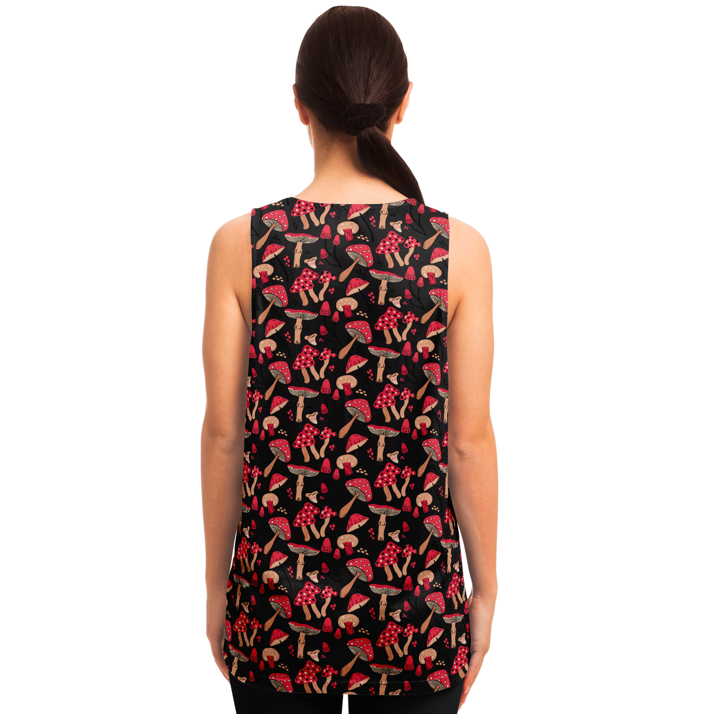 Back view of woman in Nature Groove Tank Top showcasing natural-inspired print