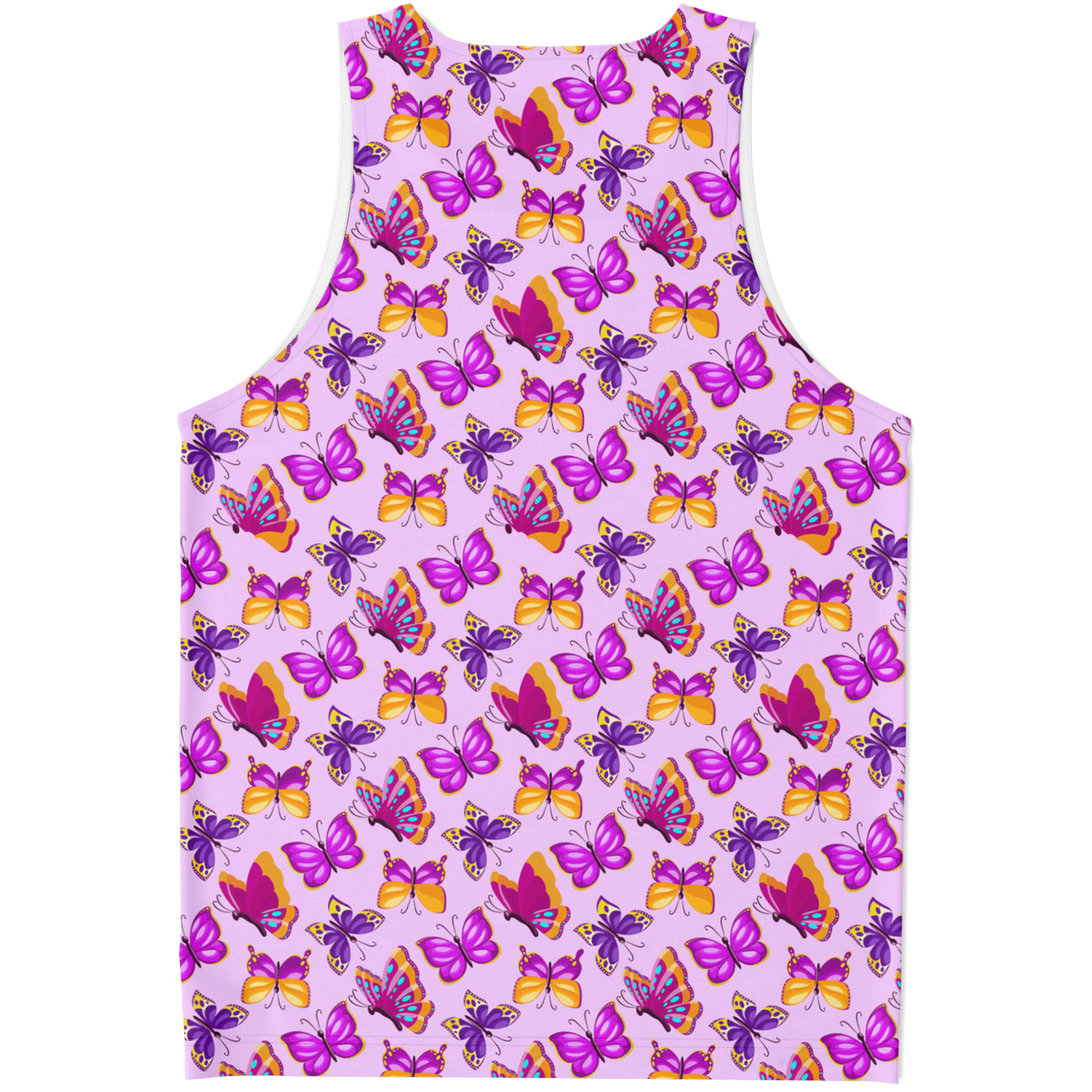 Back of tank top with repeating butterfly print from the co-ord set