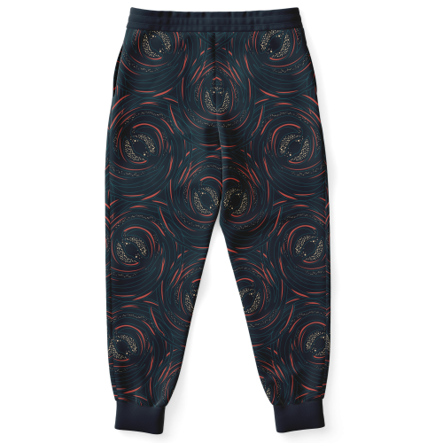 Back view of Rocket Launch joggers with elastic waist and all-over swirl pattern
