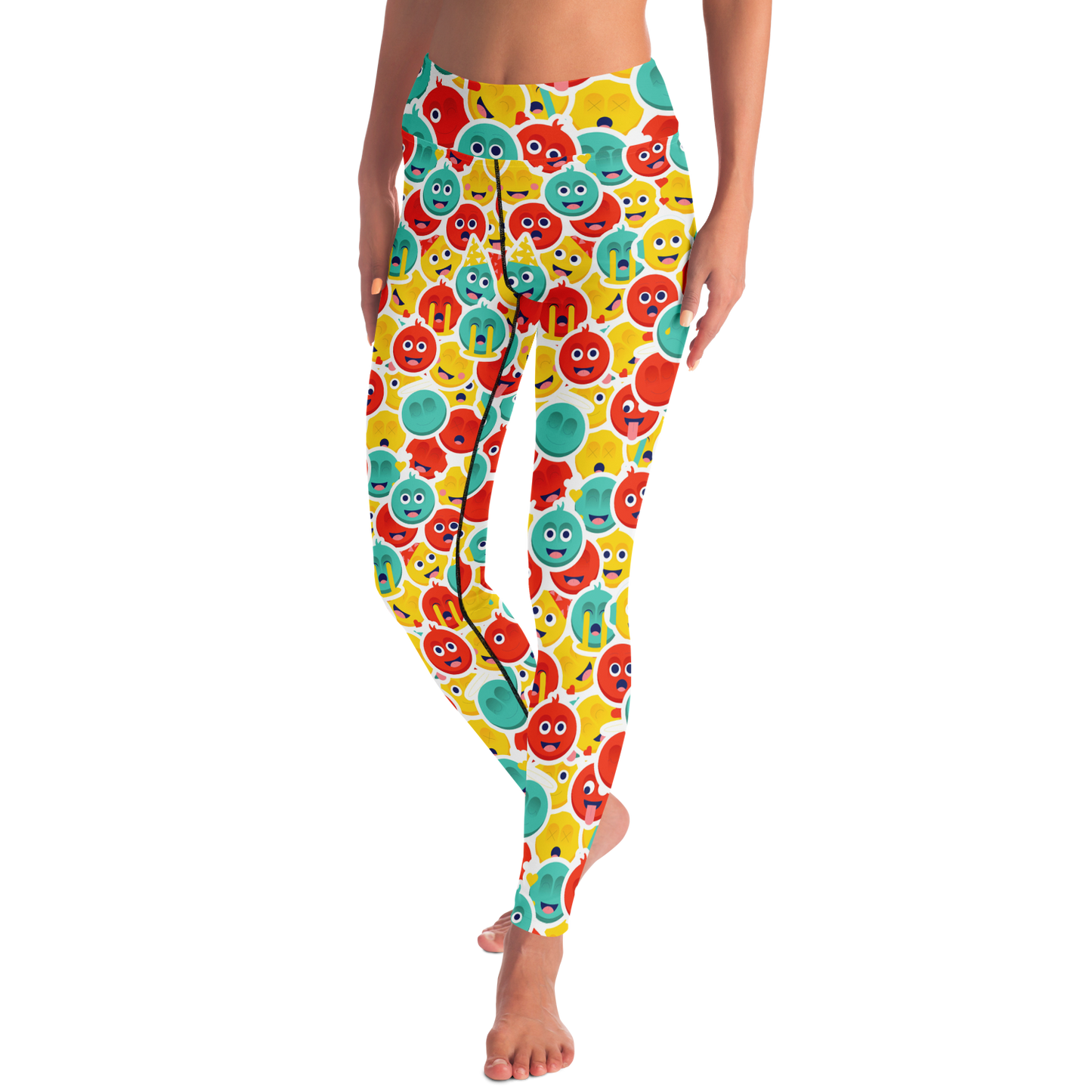Smiley Stretch Leggings – Confident pose highlighting curve-hugging fit and energy