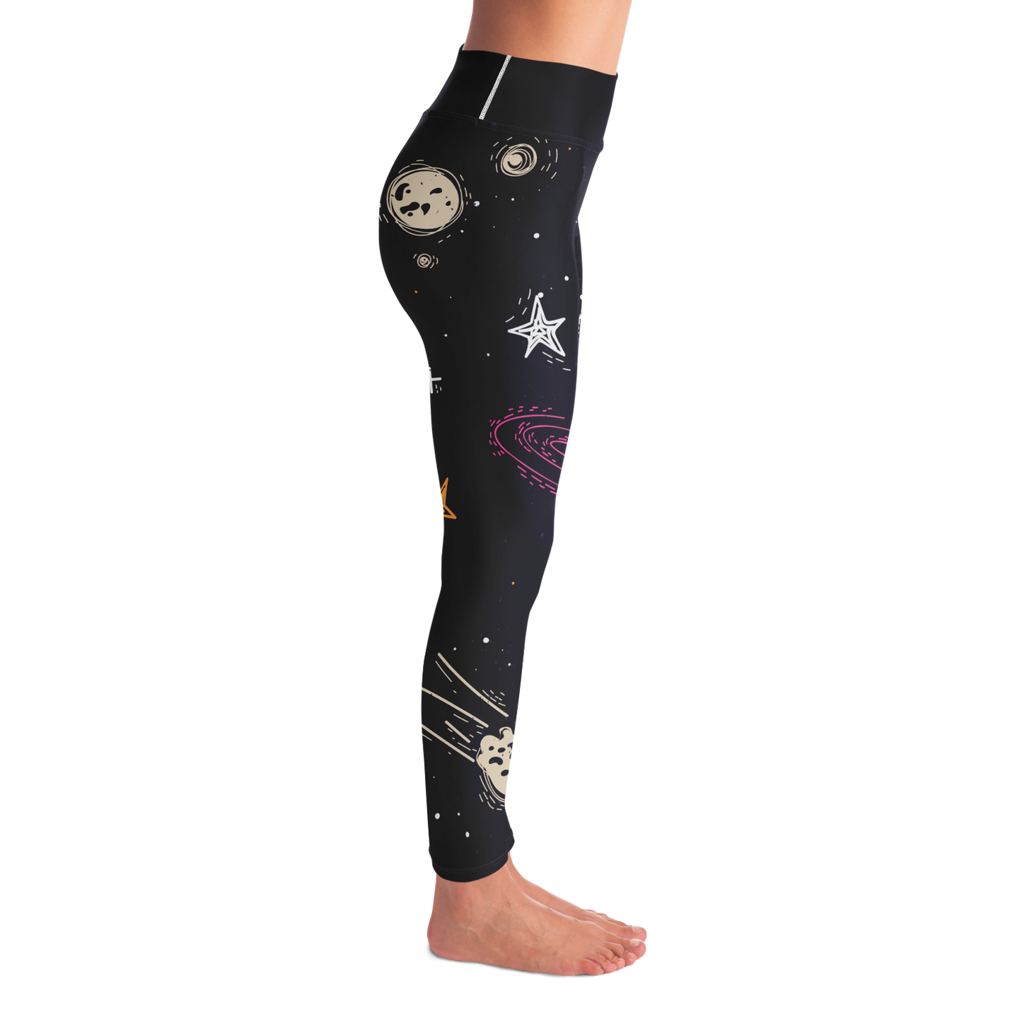 Starry Nights Leggings – Right side view with flowing celestial details and sleek silhouette