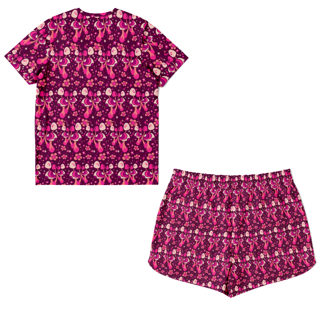 Back view of Wander Vibe co-ord set showing full printed design on T-shirt and shorts