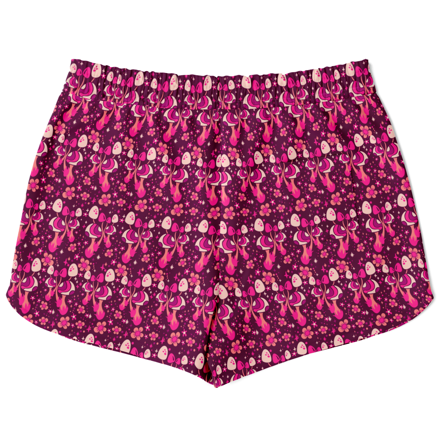 Back view of Wander Vibe co-ord shorts with matching pink patterned design