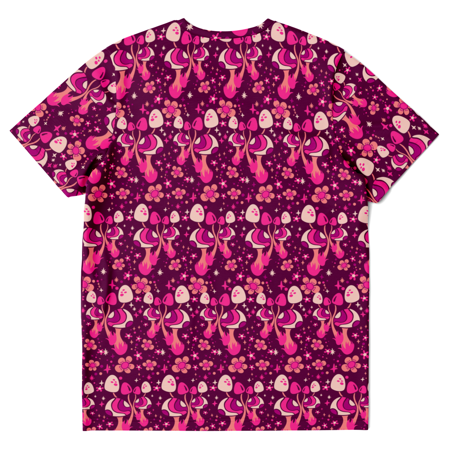 Back of Wander Vibe co-ord T-shirt with all-over pink graphic pattern
