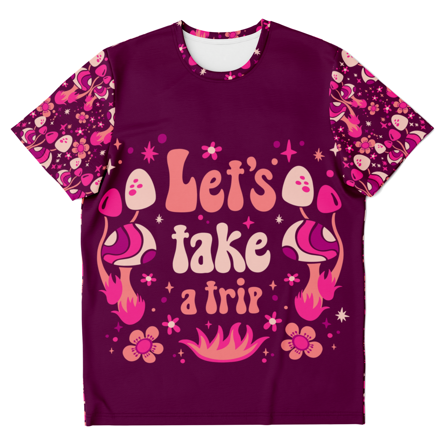Front of Wander Vibe co-ord T-shirt with “Let’s take a trip” print on chest