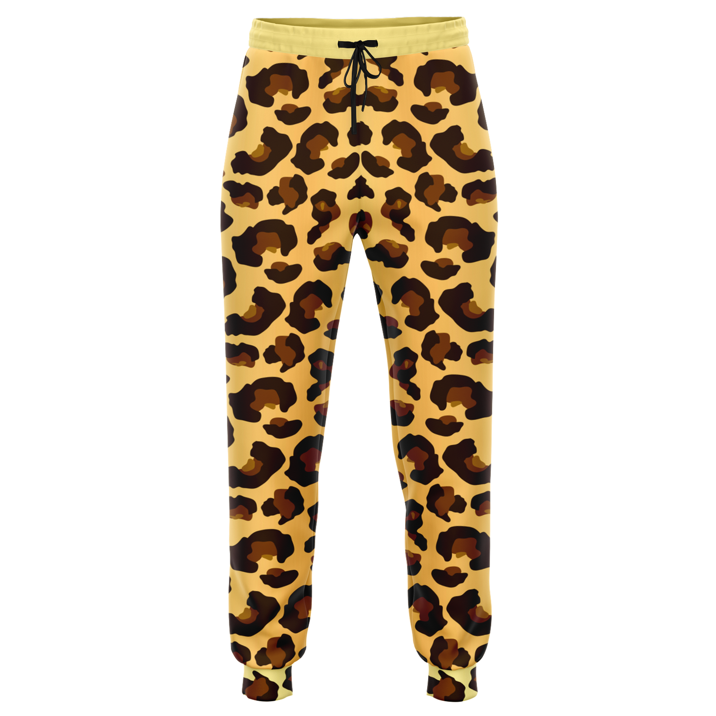 Zebra Print Joggers – Front fatlay view with bold black and white striped pattern