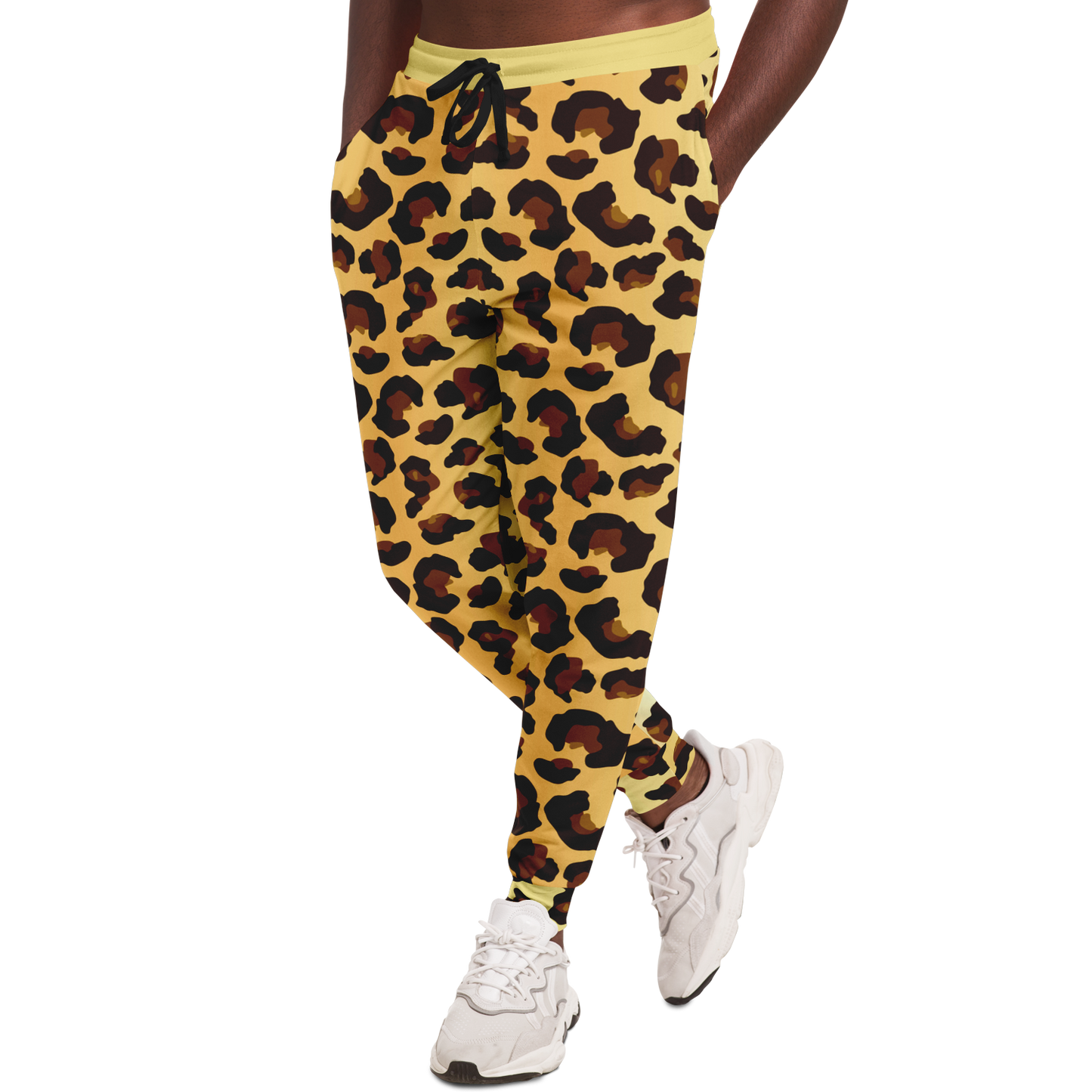 Men’s Zebra Print Joggers – Model in motion displaying fit and graphic flow of stripes