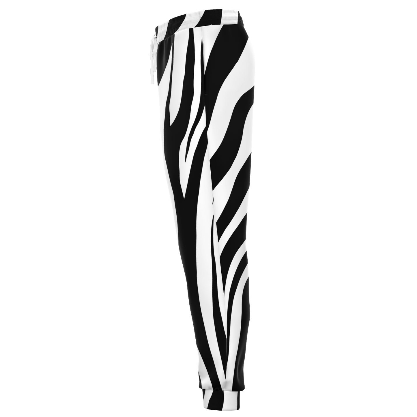 Zebra Print Joggers – Side view showing full-length classic zebra print design