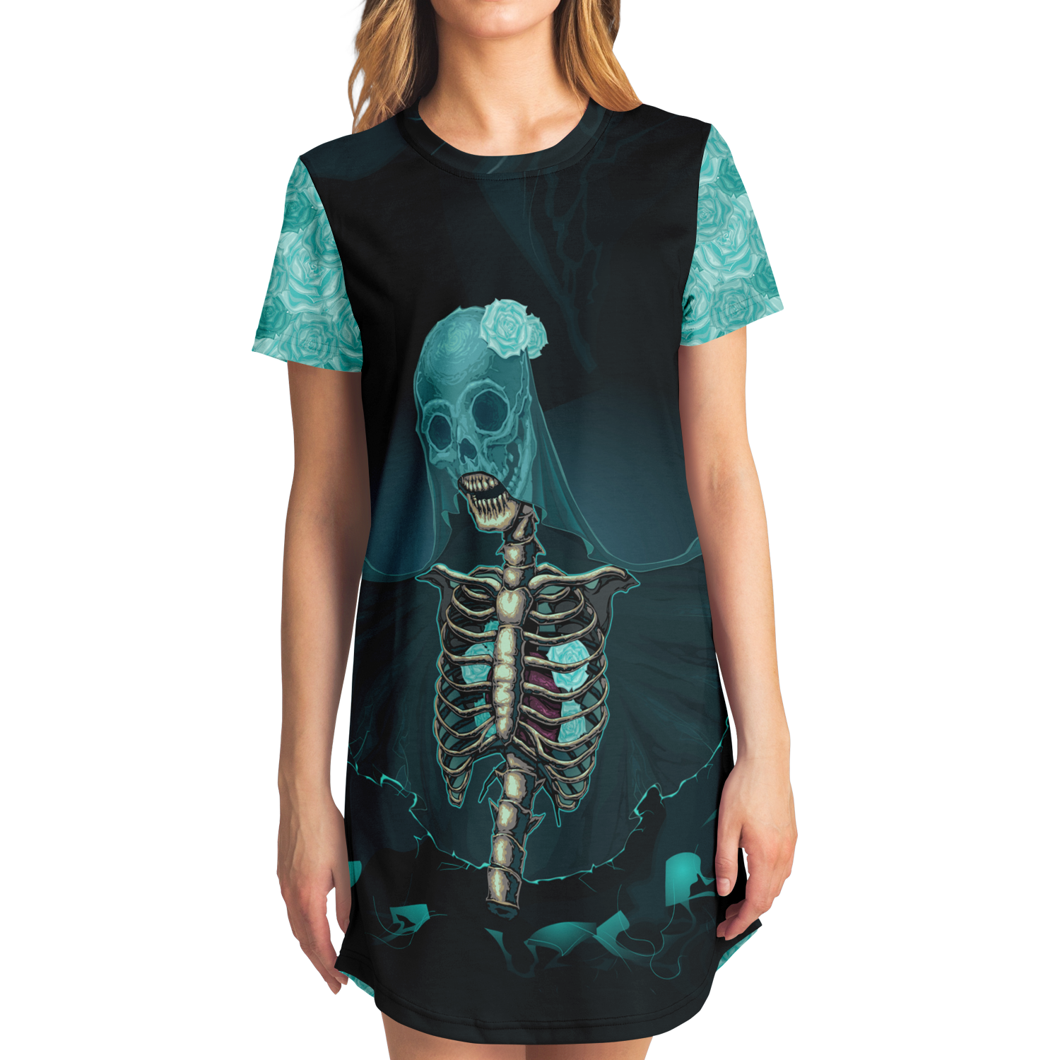 <alt.Scary Skeleton T-Shirt Dress - Taufaa>
