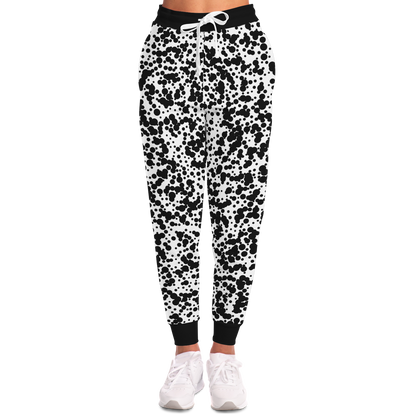 Black Spotted Joggers for Women – Front view styled for everyday casual wear