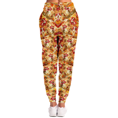 Cheesy Pizza Joggers for Women – Back view capturing the playful print and fitted cuffs