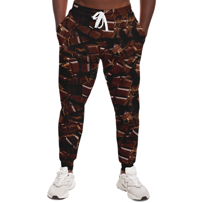  Chocolate Rush Joggers for Men – Full front fit modeled with deep chocolate pattern