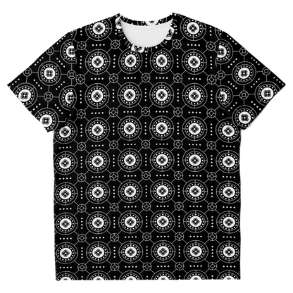 black and white tshirt,
geometric print t-shirt