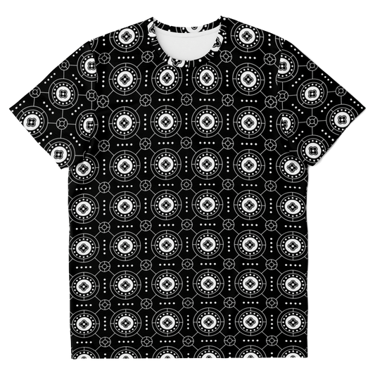 black and white tshirt,
geometric print t-shirt