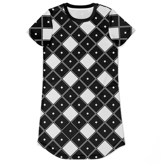 BLACK AND WHITE DRESS,
GEOMETRIC PRINT DRESS,
MONOCHROME  DRESS